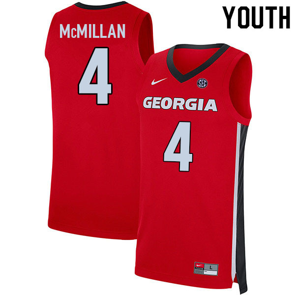 Youth #4 Tyron McMillan Georgia Bulldogs College Basketball Jerseys Sale-Red - Click Image to Close